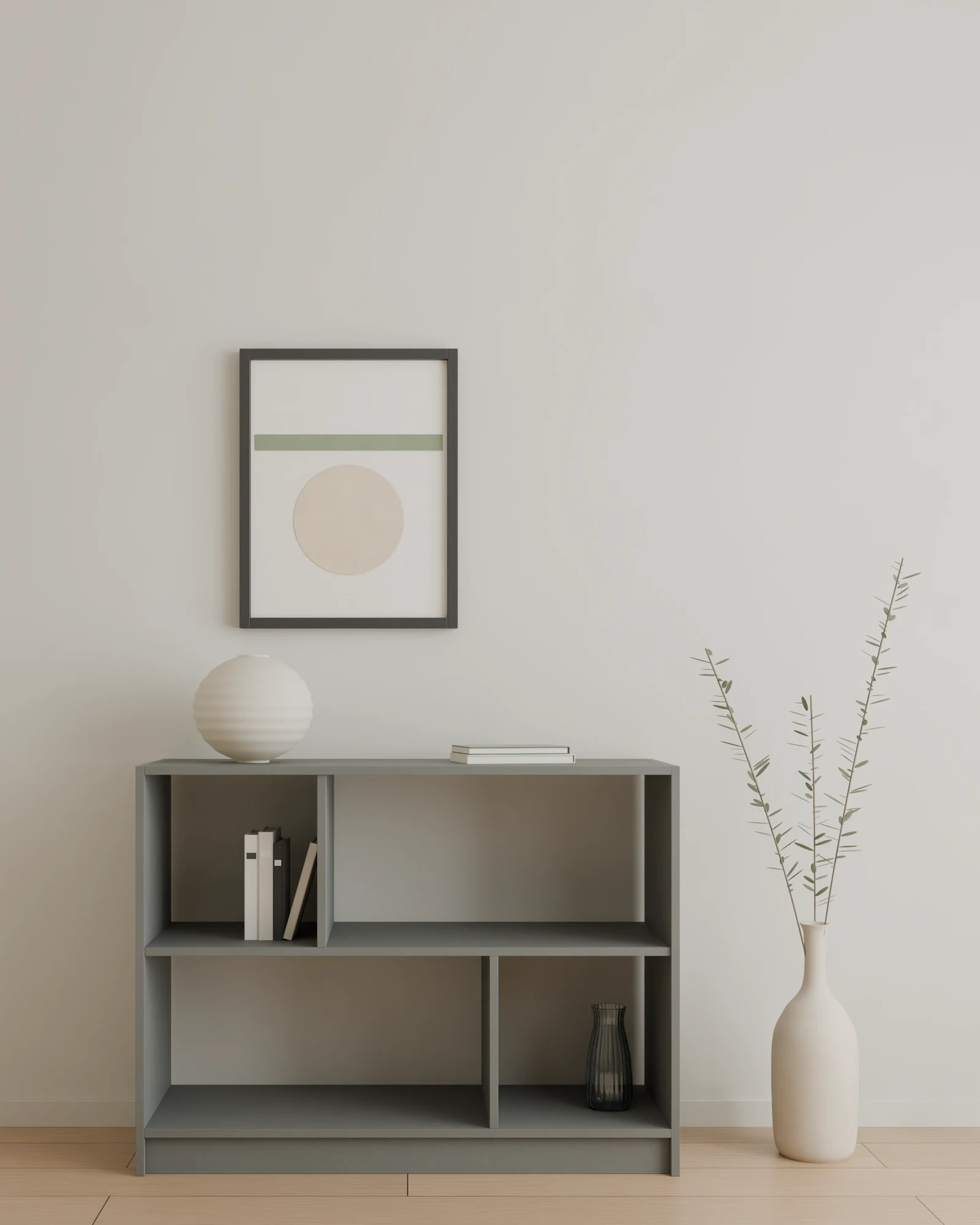 Hilada 112,5 × 84,8 × 40 cm en carbón, sin gavetas ni puertas, vista de frente